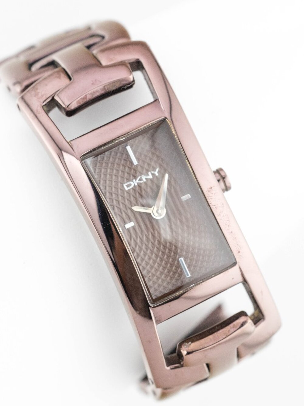 DKNY NY4299 Women's Brown Rectangle Bracelet Quartz Analog Watch Fresh Battery